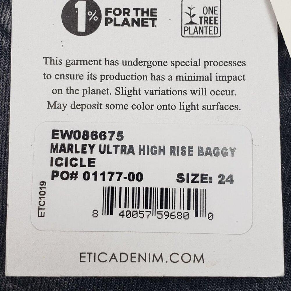 Anthropologie Etica Marley Ultra High Rise Baggy Jeans Women's Sz 24 Icicle Grey - Picture 9 of 16